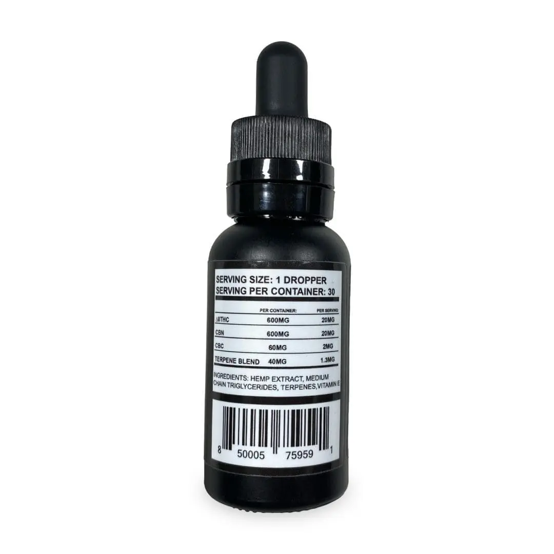 3Chi Delta 8 Comfortably Numb Tincture (600 mg Delta 8 THC, 600 mg CBN, 60 mg CBC) - Image 3