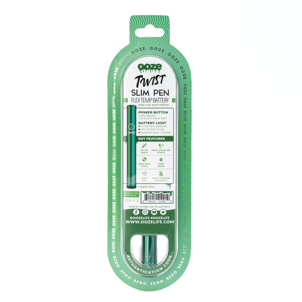 Ooze Slim Twist Pen 2.0 Vape Battery – Aqua Teal - Image 3