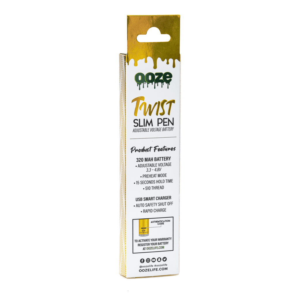 Ooze Slim Twist Pen Vape Battery – Lucky Gold - Image 4